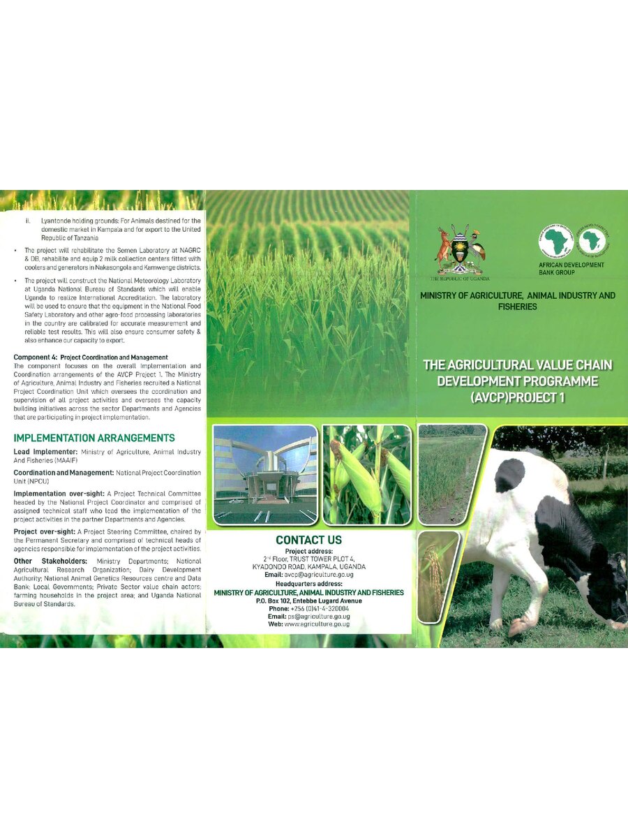 First page of The Agricultural Value Chain  Development Programme  (AVCP)Project 1