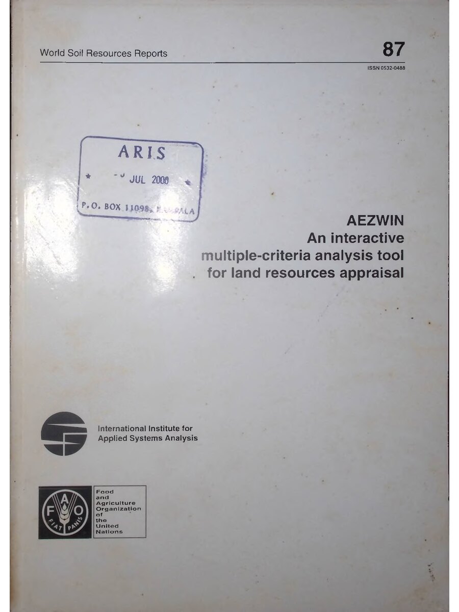 First page of AEZWIN An Interactive Multiple Criteria Analysis Tool for Land Resources Appraisal