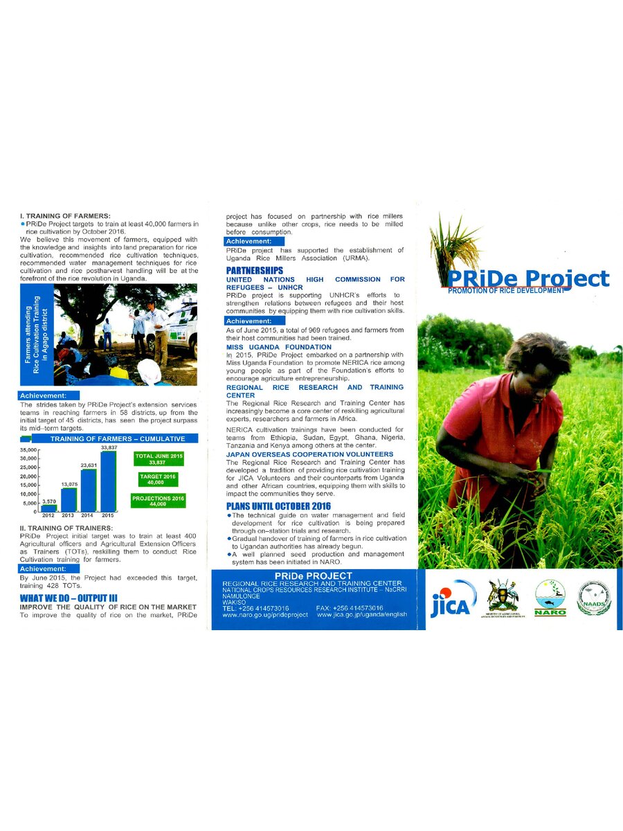 First page of Pride Project: Promotion of Rice Project