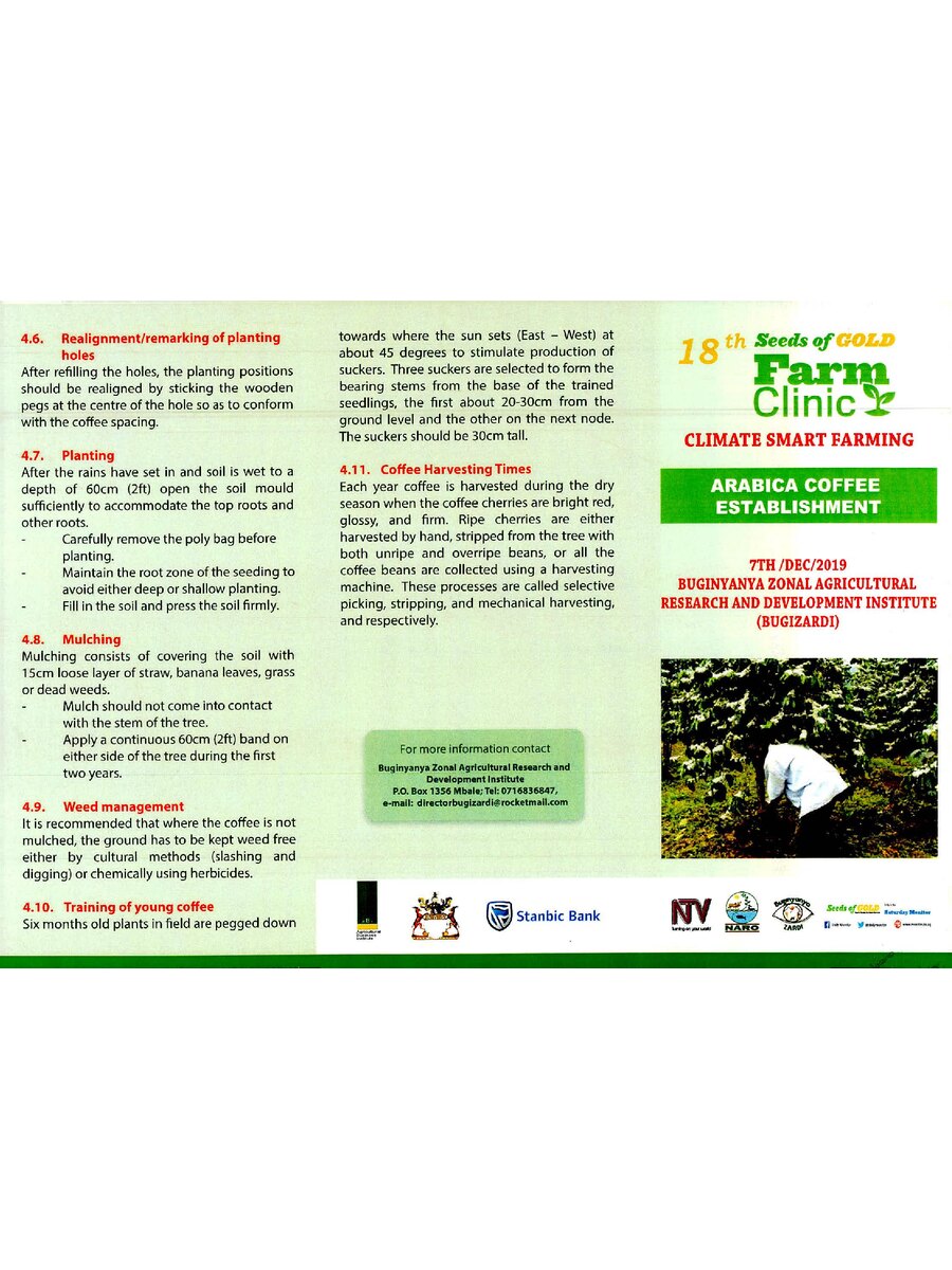 First page of Climate Smart Farming: Arabica Coffee Establishment