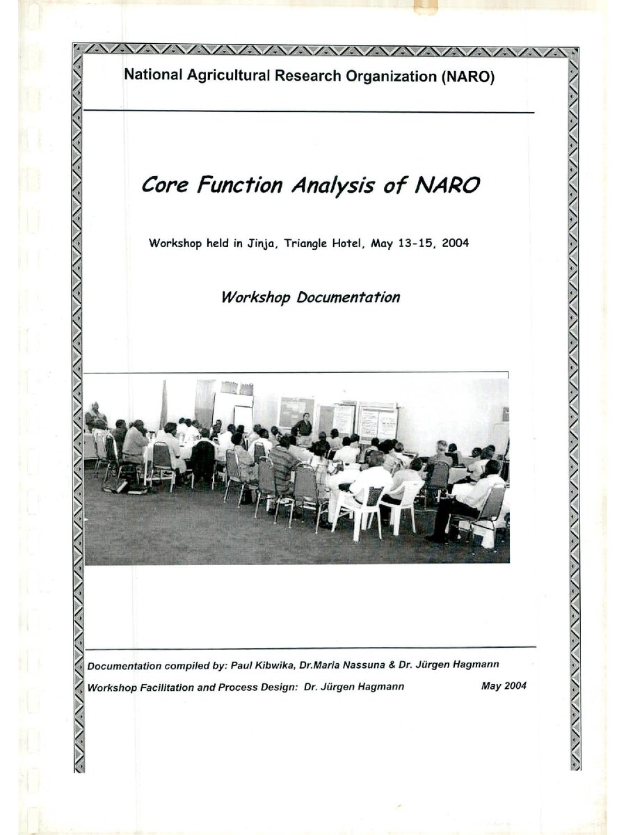 First page of Core Function Analysis of NARO: Workshop Documentation