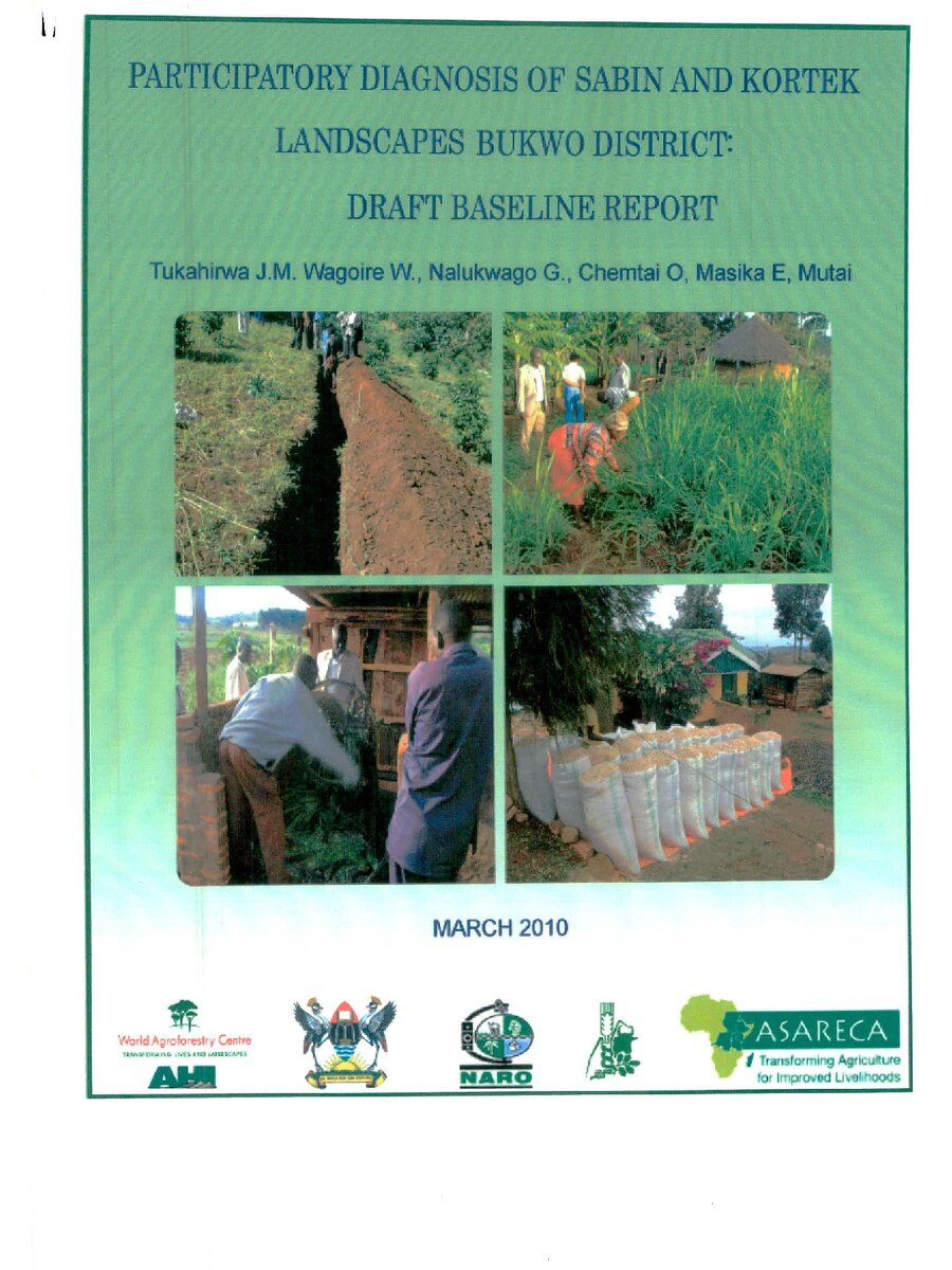 First page of Participatory Diagnosis of Sabin and Kortek Landscapes Bukwo District; Draft Baseline Report