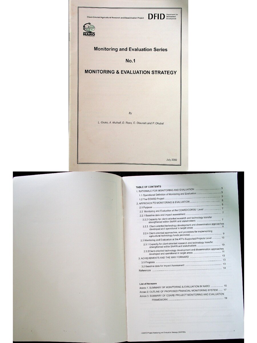 First page of Monitoring and Evaluation Strategy