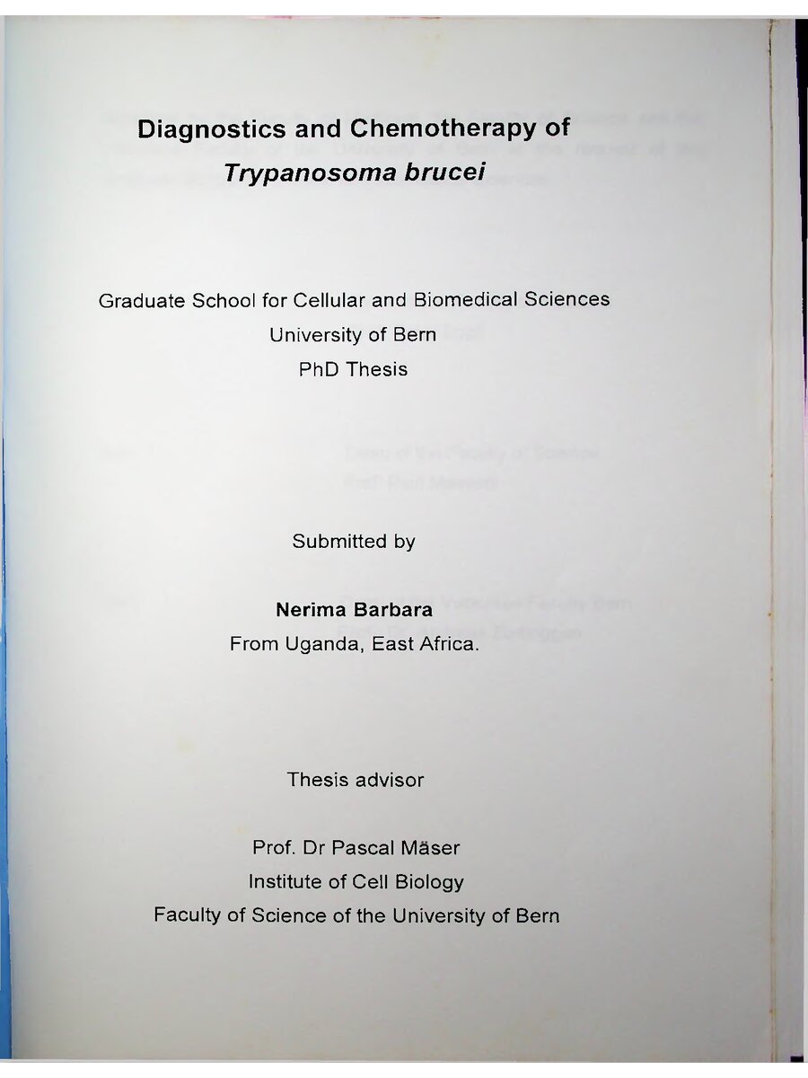 First page of Diagnostics and Chemotherapy of Trypanosoma Brucei