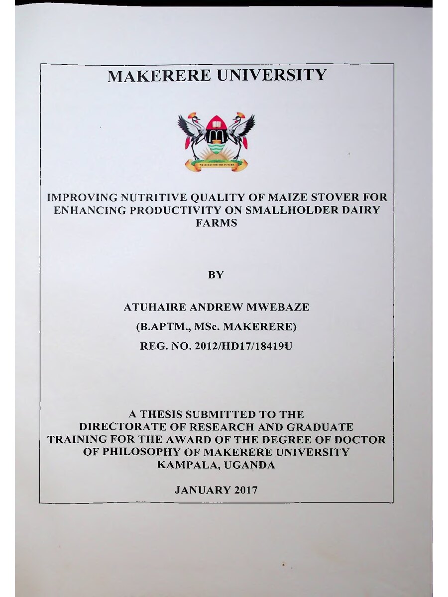 First page of Improving Nutritive Quality of Maize Stover for Enhancing Productivity on Smallholder Dairy Farms