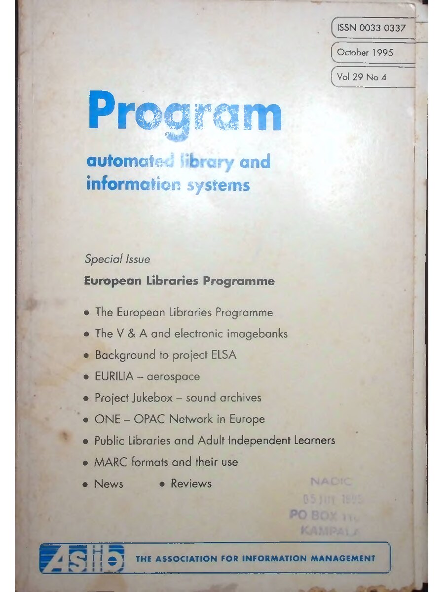 First page of Program Automated Library and Information Systems