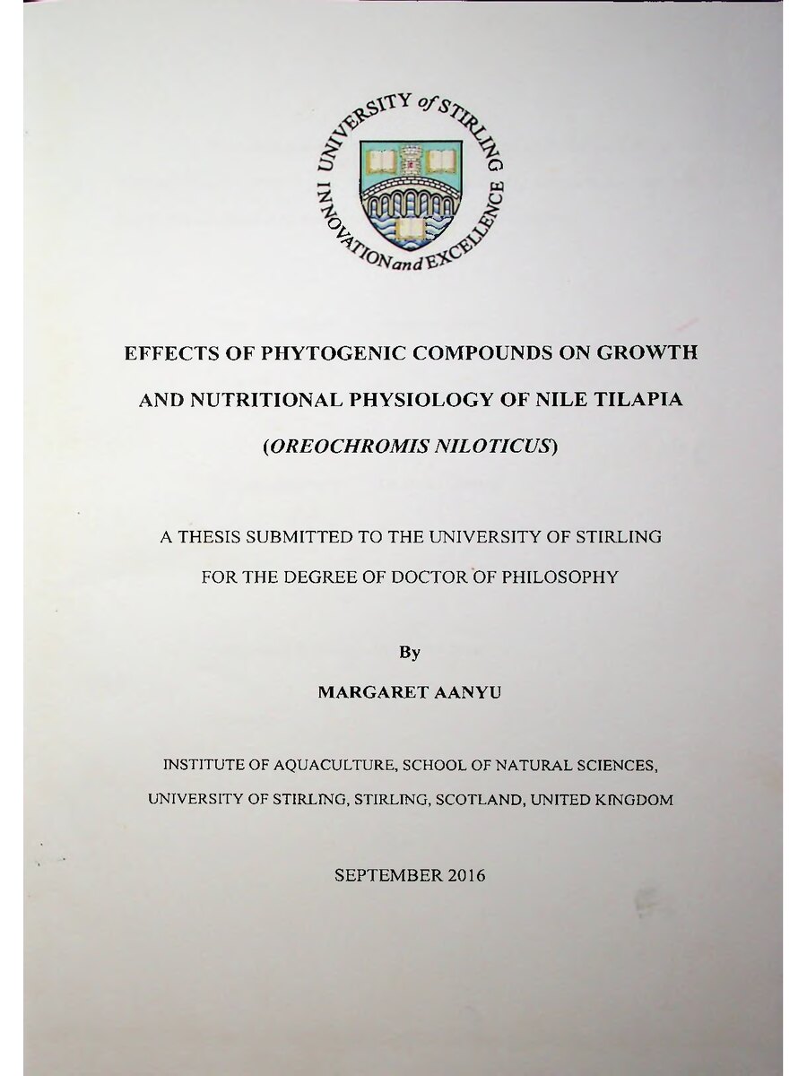 First page of Effects of Photogenic Compounds on Growth and Nutritional Physiology of Nile Tilapia