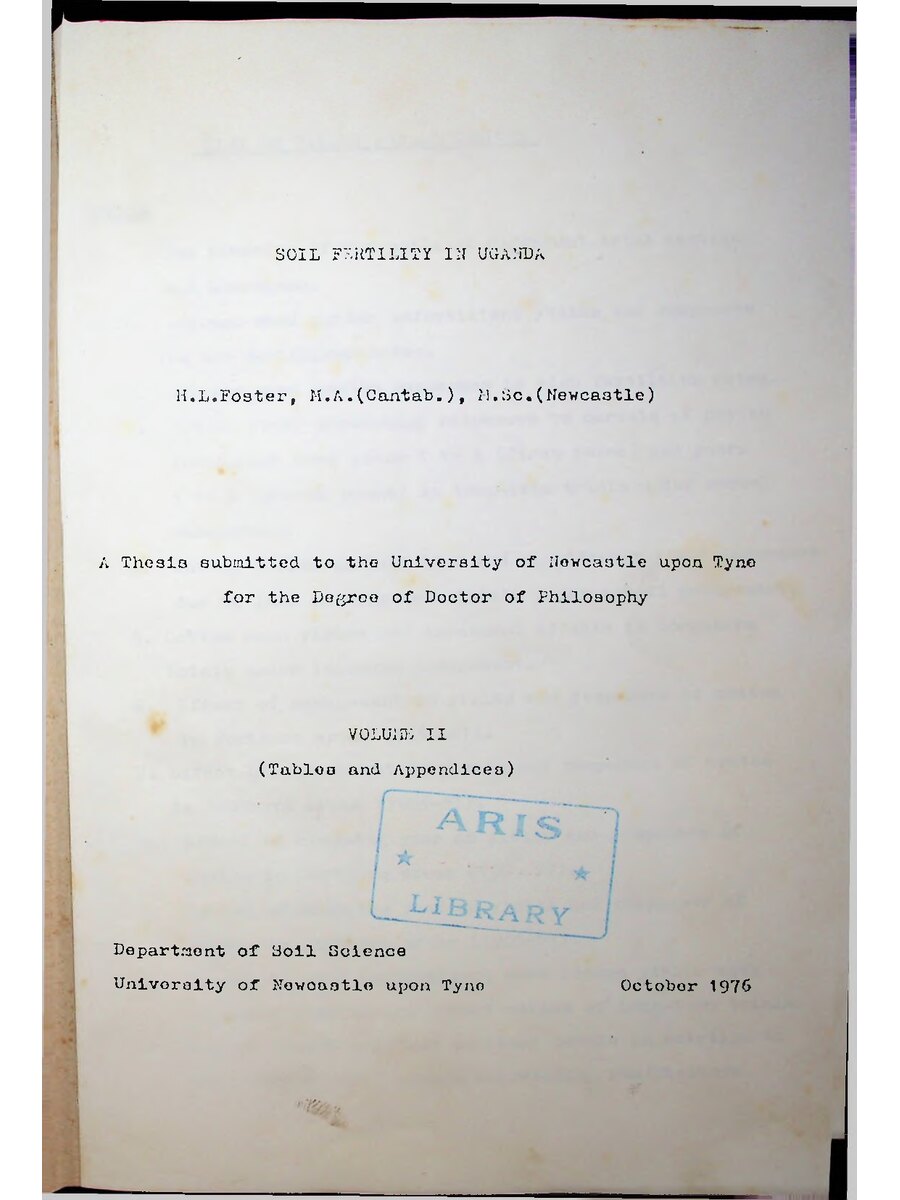 First page of Soil Fertility in Uganda