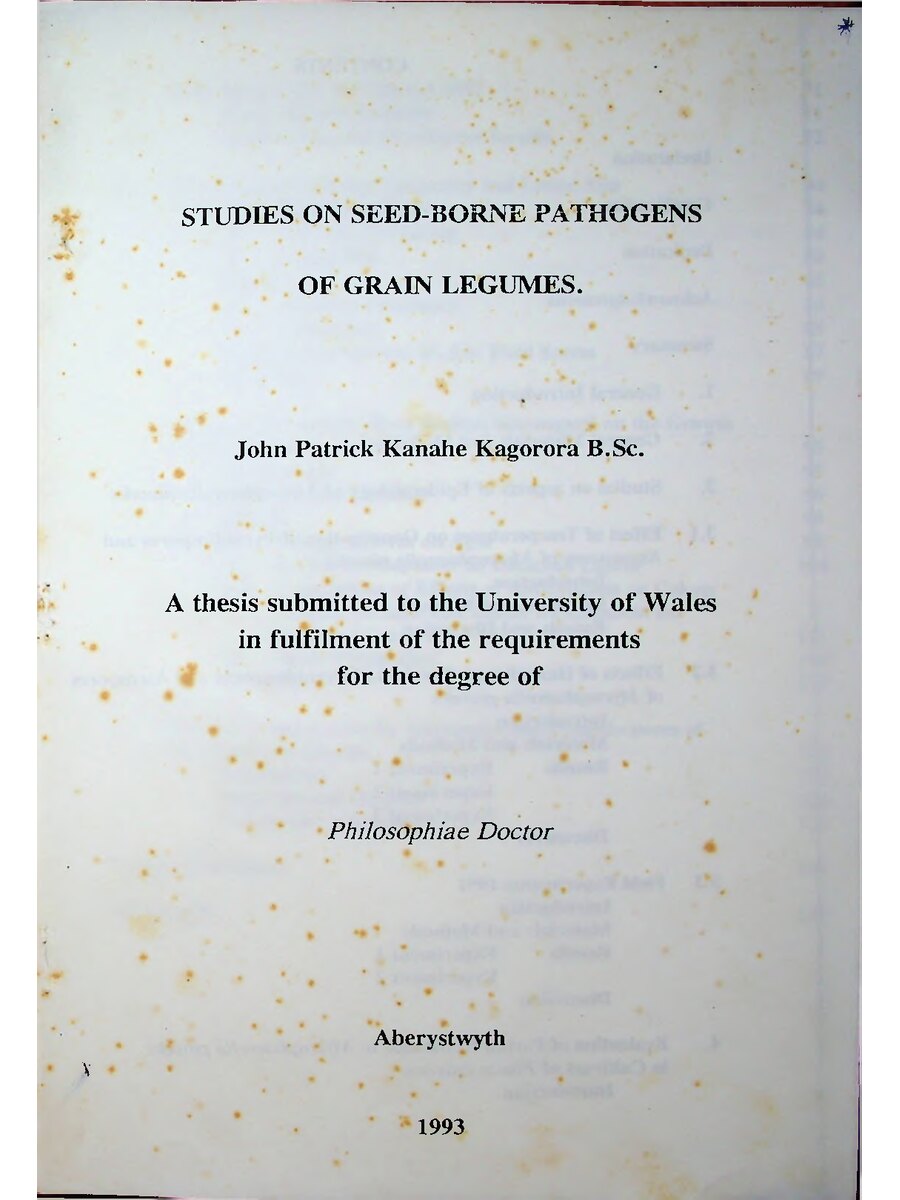 First page of Studies on Seed-Borne Pathogens of Grain Legumes
