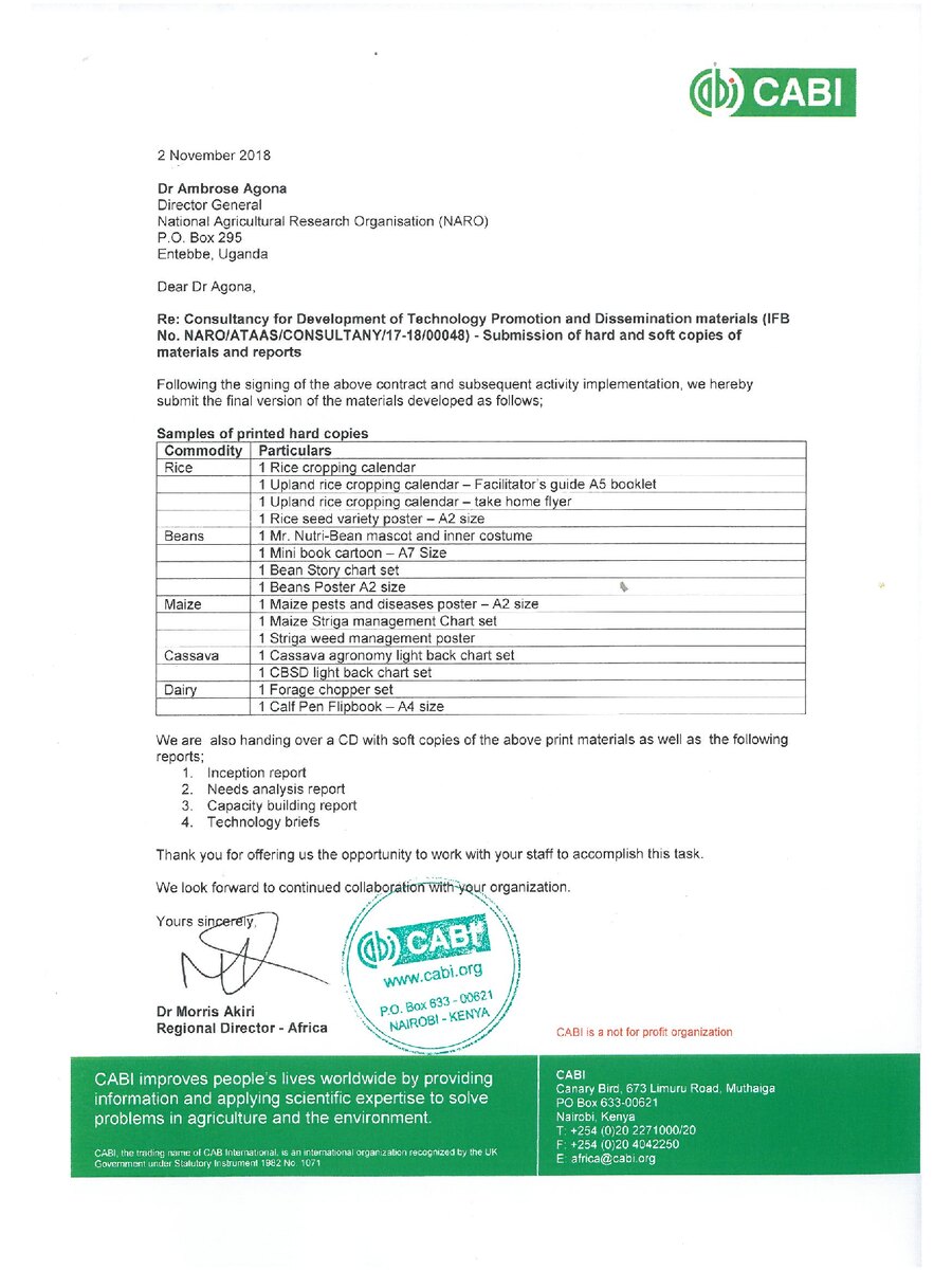 First page of Consultancy foe Development of Technology Promotion and Dissemination Materials
