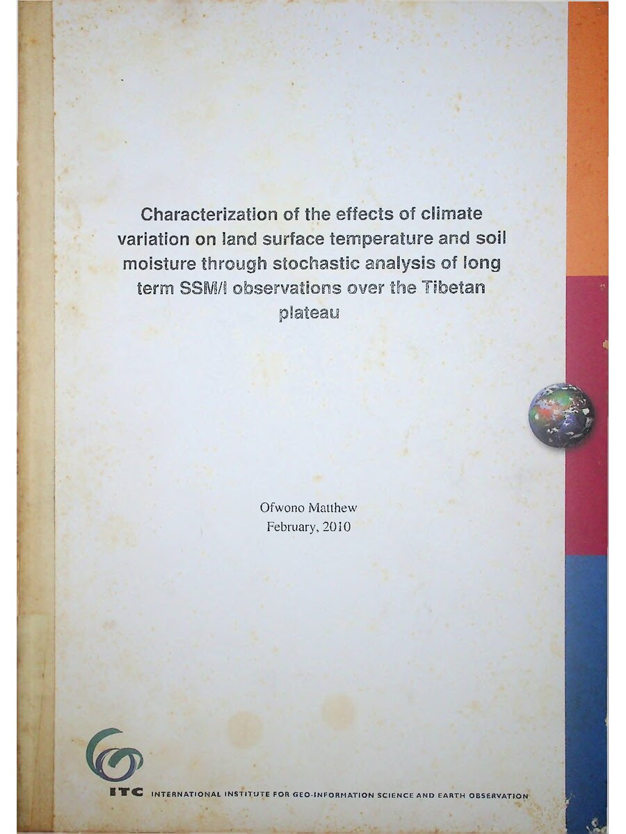 First page of Characterization of the Effects of Climate Variation on Land Surface Temperature and Soil Moisture Through Stochastic Analysis of Long Term SSM Observations over the Tibetan Plateau