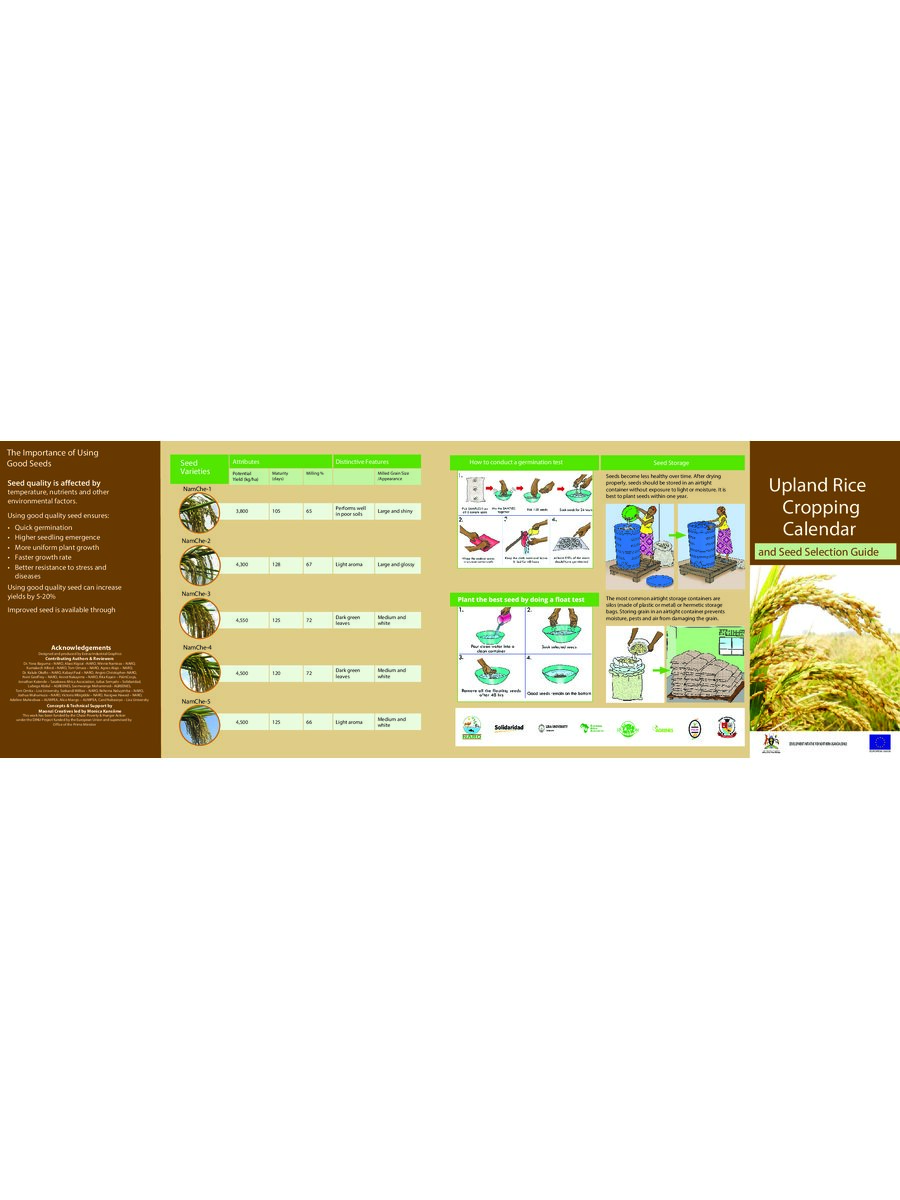 First page of Upland Rice Cropping Calendar and Seed Selection Guide