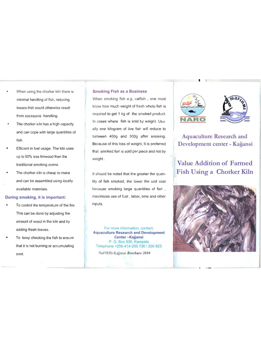 First page of Value Addition of Farmed  Fish Using a Chorker Kiln