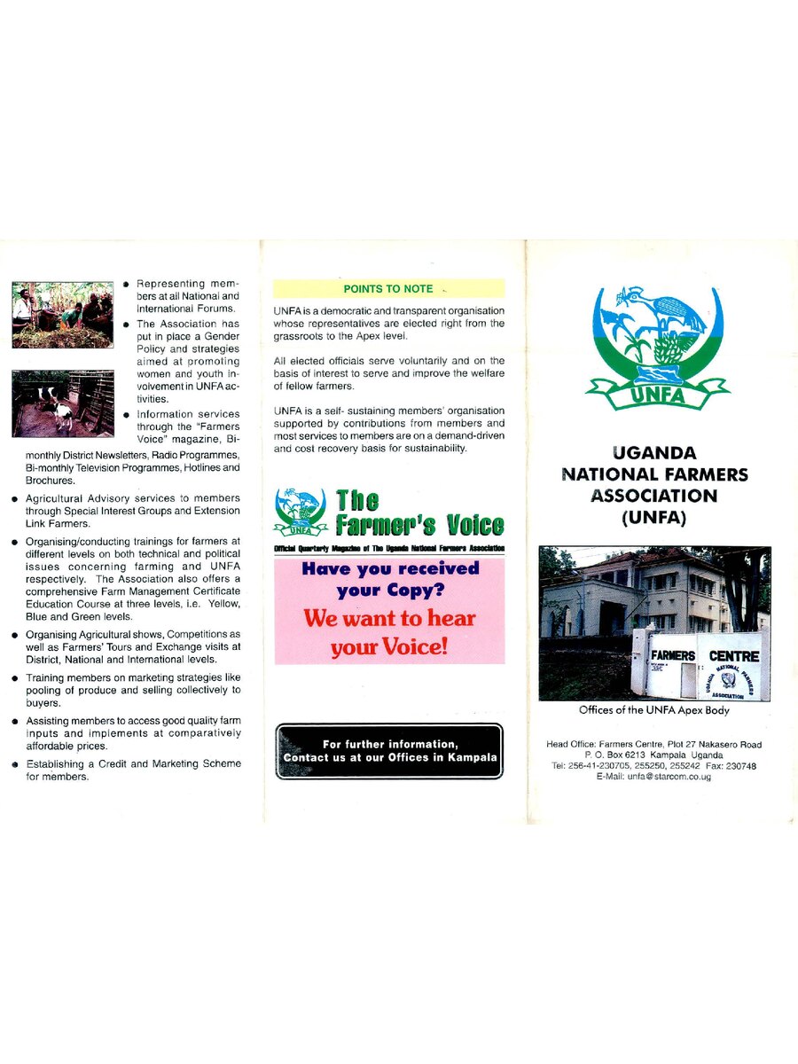 First page of UNFA: The Farmer's Voice