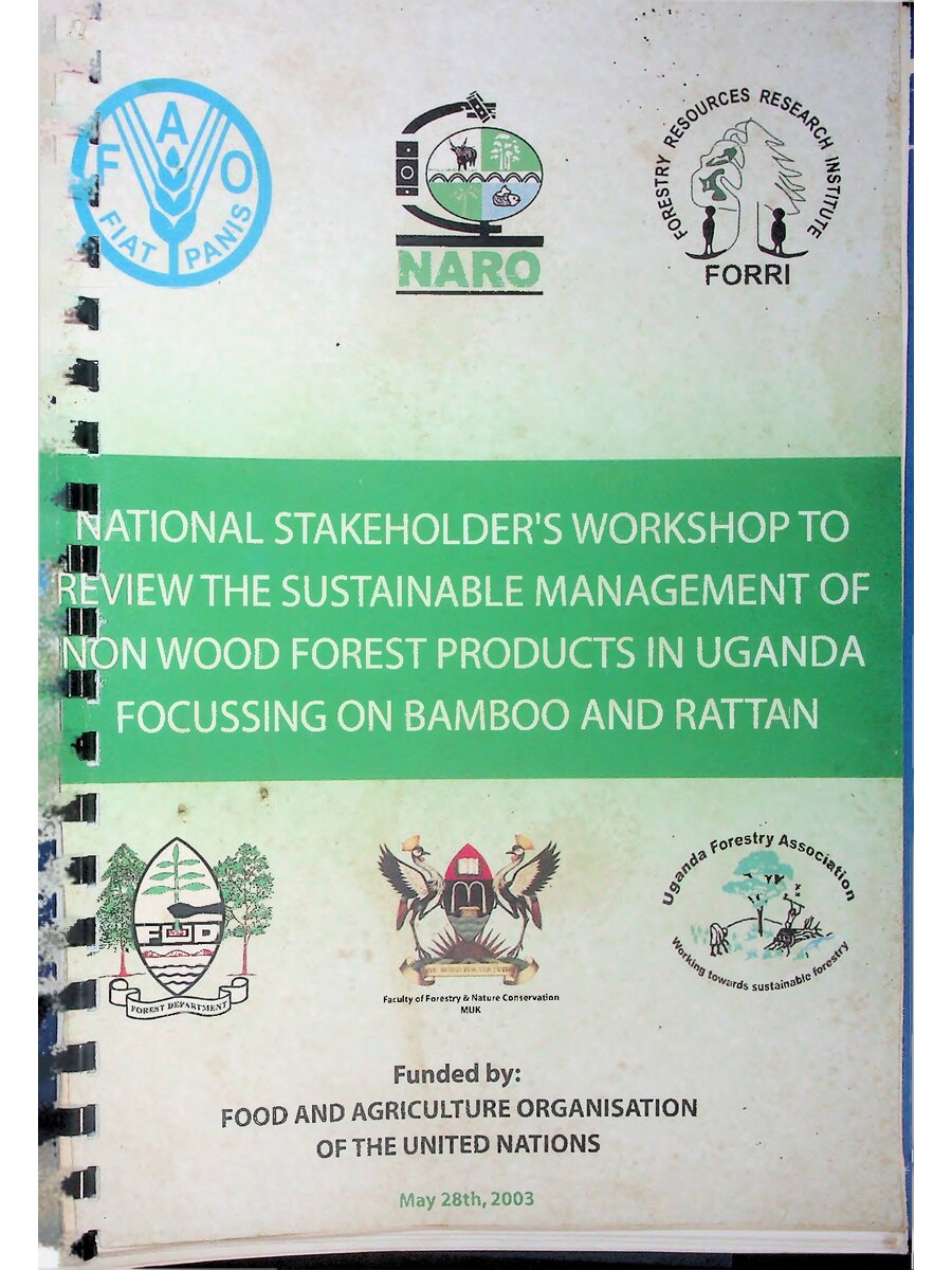 First page of National Stakeholders Workshop to Review the Sustainable Management of Non Wood Forest Products in Uganda Focusing on Bamboo and Rattan