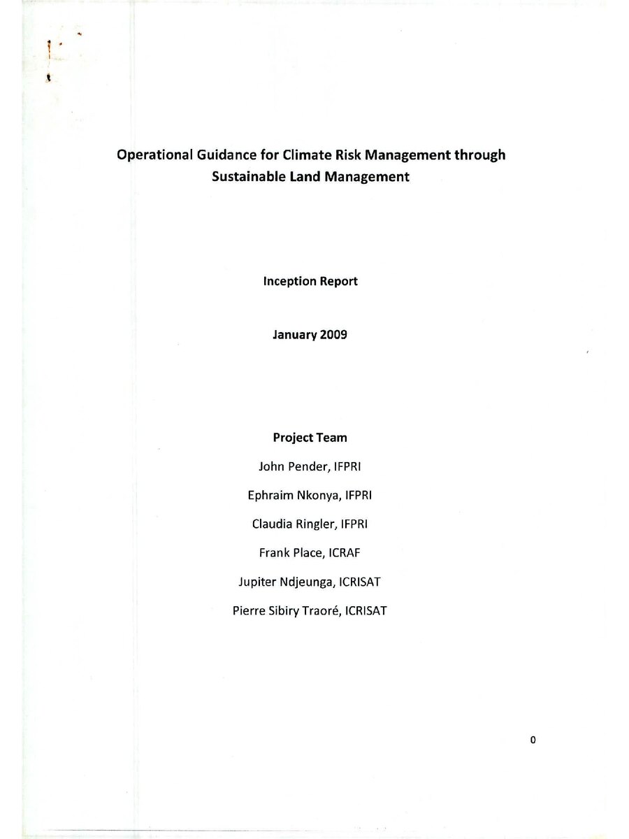 First page of Operational Guidance for Climate Risk Management Through Sustainable Land Management