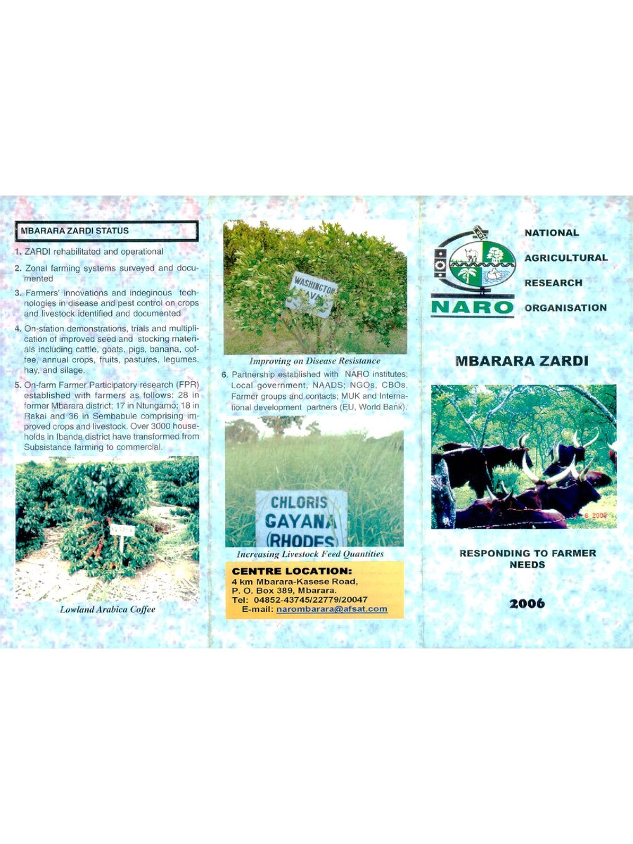 First page of MBAZARDI: Responding to Farmer Needs